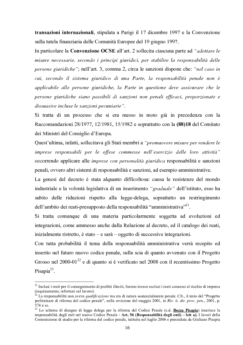 Estratto dalla tesi: La responsabilità amministrativa delle persone giuridiche. I modelli di organizzazione e gestione.