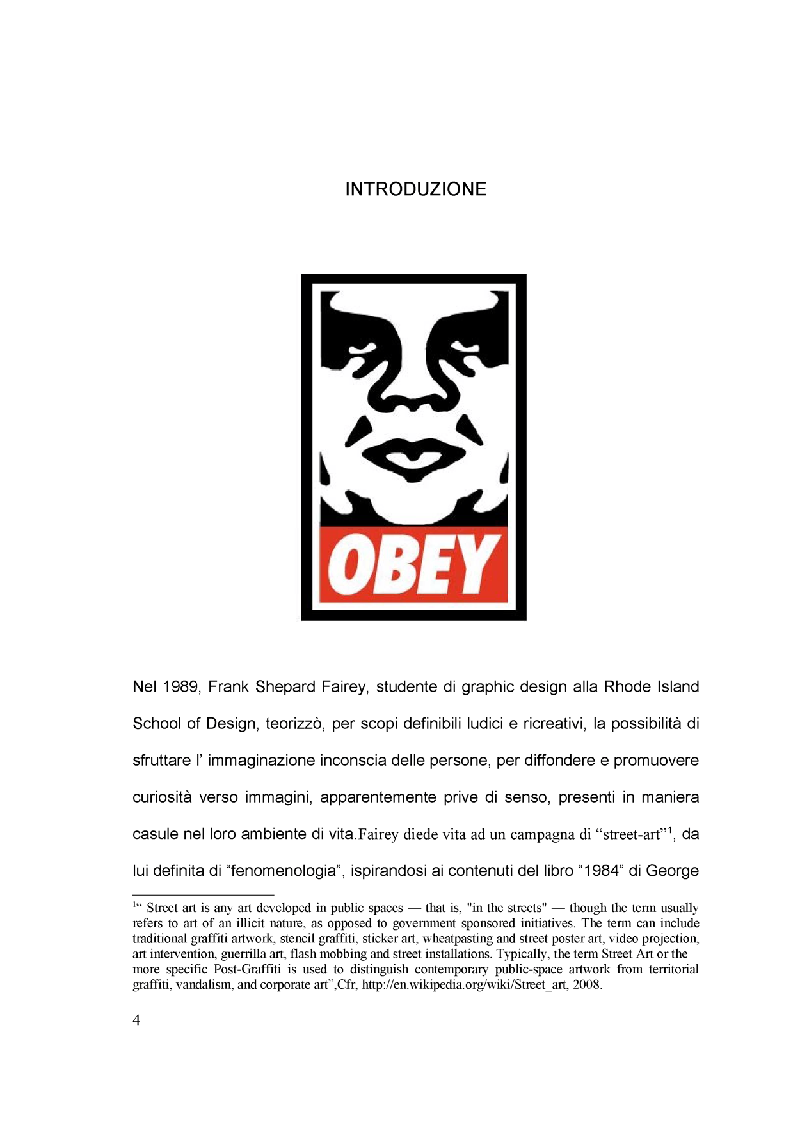 Anteprima della tesi: Immaginario collettivo - Arte e potere. L'opera di F.S. Fairey nella comunicazione post-moderna., Pagina 1