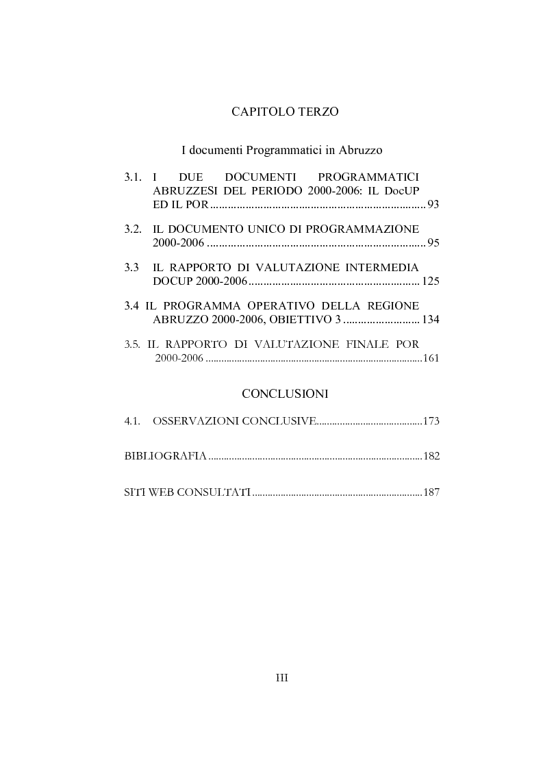 Indice della tesi: I Fondi Strutturali Europei - Politiche Istituzionali, Pagina 2