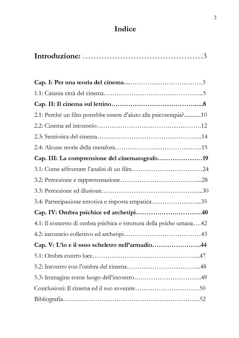 Indice della tesi: Il sogno ad occhi aperti - Il cinema e l'inconscio, Pagina 1