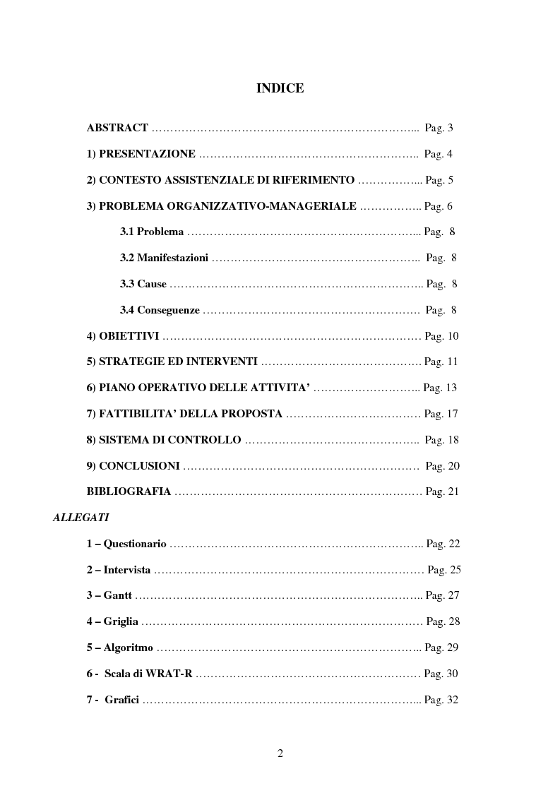 Indice della tesi: Percorso formativo di autocura nel paziente tracheostomizzato, Pagina 1