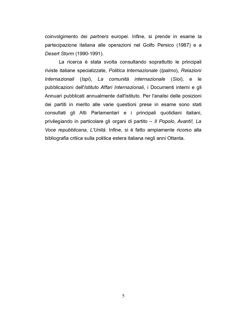 Anteprima della tesi: La politica estera italiana nel Mediterraneo negli anni Ottanta, Pagina 3