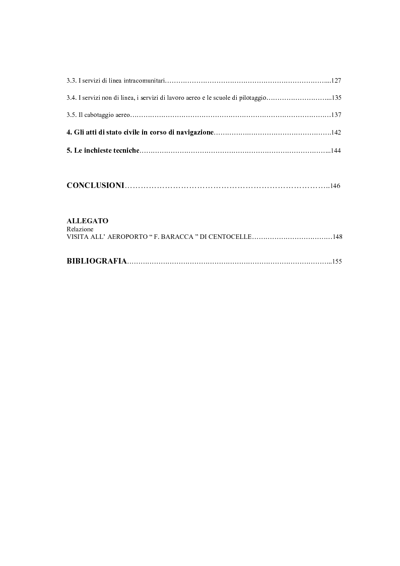 Indice della tesi: L'amministrazione della navigazione aerea, Pagina 3