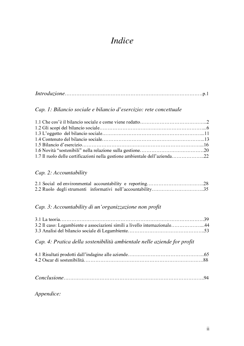 Indice della tesi: Accountability: teoria e prassi, Pagina 1
