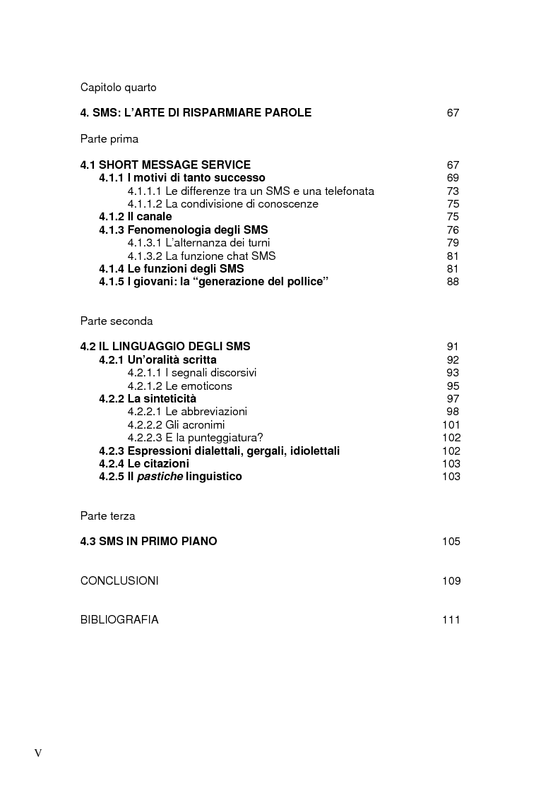 Indice della tesi: La comunicazione via SMS: un ritorno alla scrittura nell'era dell'oralità, Pagina 2
