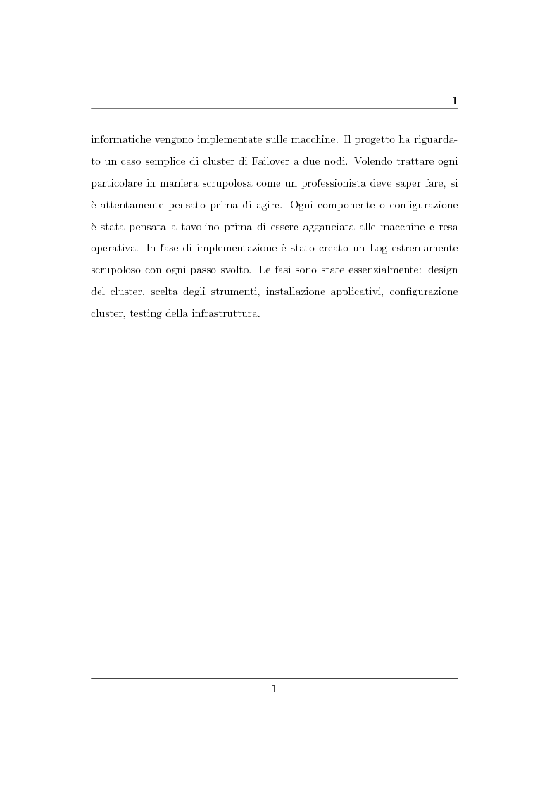 Anteprima della tesi: Analisi ed implementazione di un cluster di failover in ambiente Linux, Pagina 2
