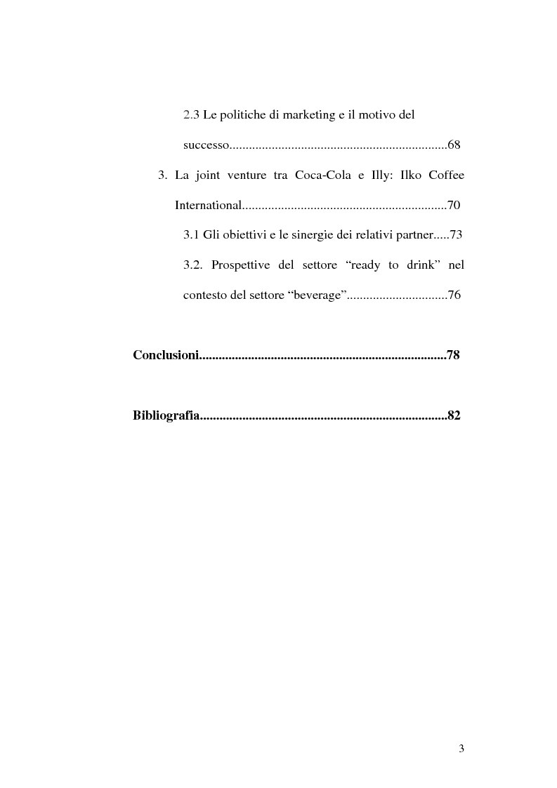 Indice della tesi: La joint venture come opportunità di sviluppo dell'impresa: casi di studio, Pagina 3