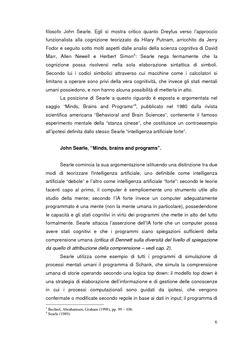 Anteprima della tesi: La discussione iniziale sulla ''stanza cinese'' di Searle, Pagina 4
