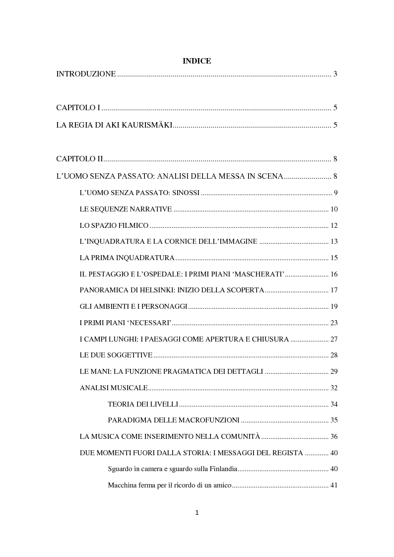 Indice della tesi: L'uomo senza passato. Messa in scena, Pagina 1