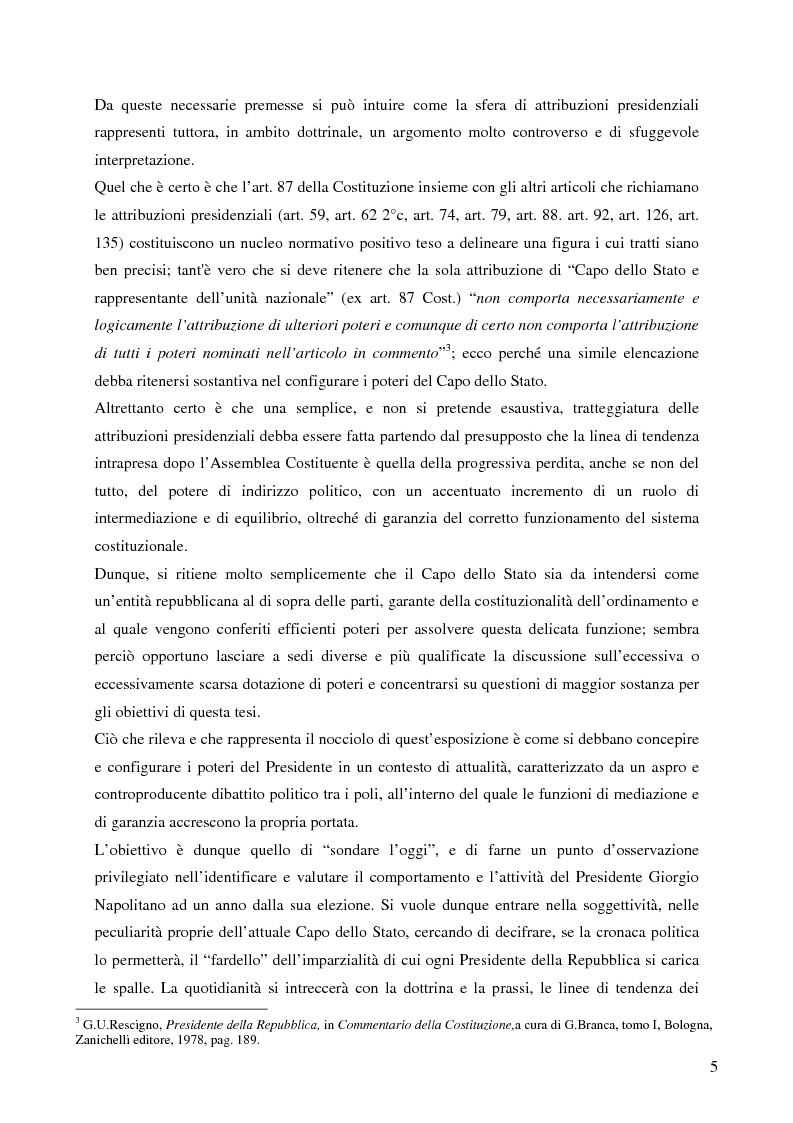 Anteprima della tesi: Il primo anno della presidenza Napolitano: dottrina, prassi e tendenze, Pagina 2