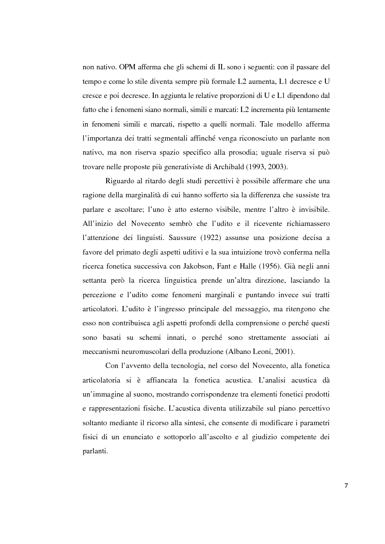 Anteprima della tesi: Studi sperimentali sulla percezione dell'accento straniero, Pagina 3