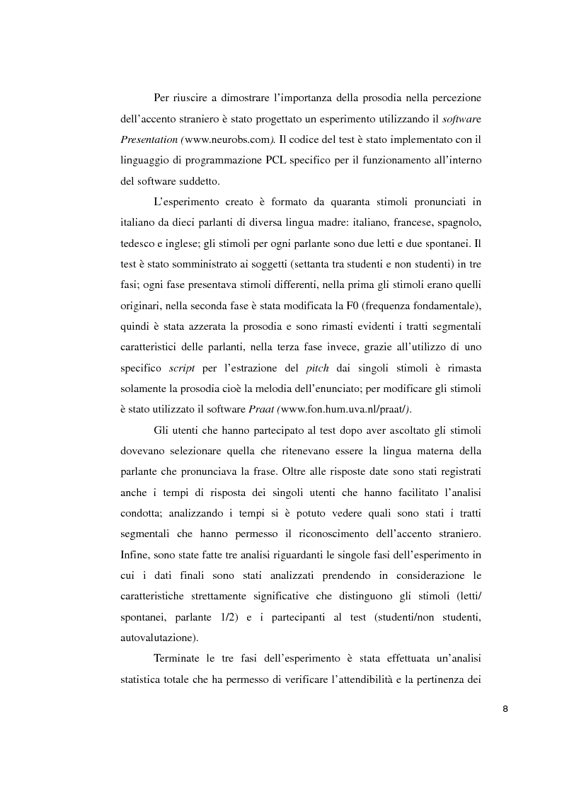 Anteprima della tesi: Studi sperimentali sulla percezione dell'accento straniero, Pagina 4