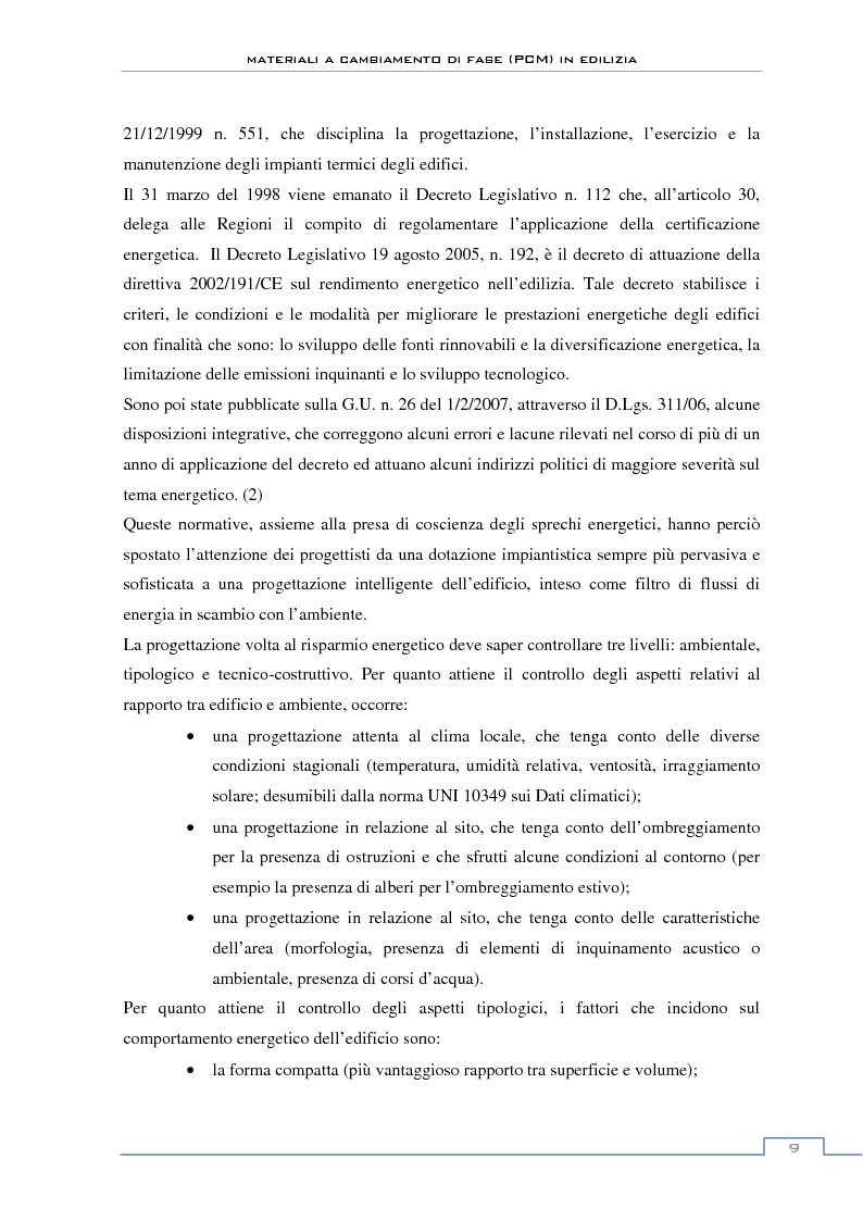 Anteprima della tesi: Materiali a cambiamento di fase in edilizia (PCM) - Sperimentazioni sull'involucro a blocchi portanti e su rivestimenti ad intonaco, Pagina 3