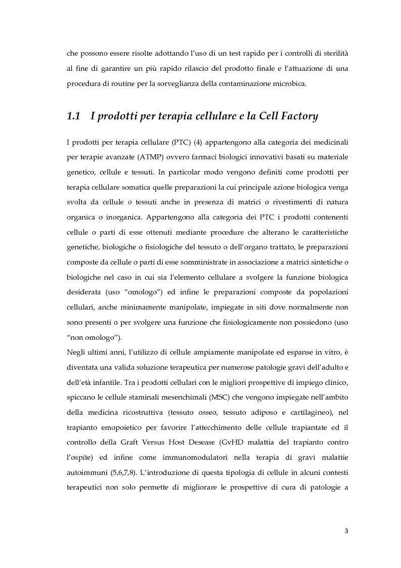 Anteprima della tesi: Validazione del test rapido di sterilità su prodotti per terapia cellulare all'interno di una cell factory ospedaliera, Pagina 2