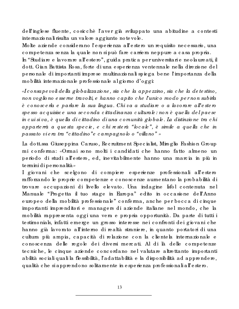 Estratto dalla tesi: L'orientamento alla mobilità professionale internazionale