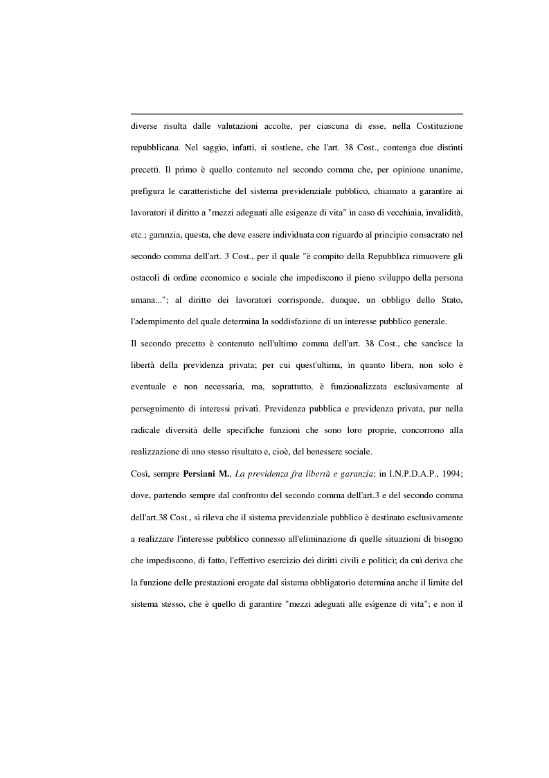Estratto dalla tesi: La previdenza complementare, la posizione del singolo e la sua libertà