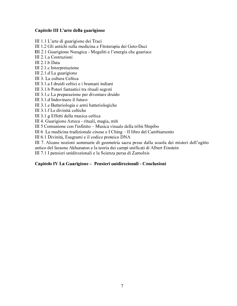 Indice della tesi: Pensieri unidirezionali - La guarigione, Pagina 2