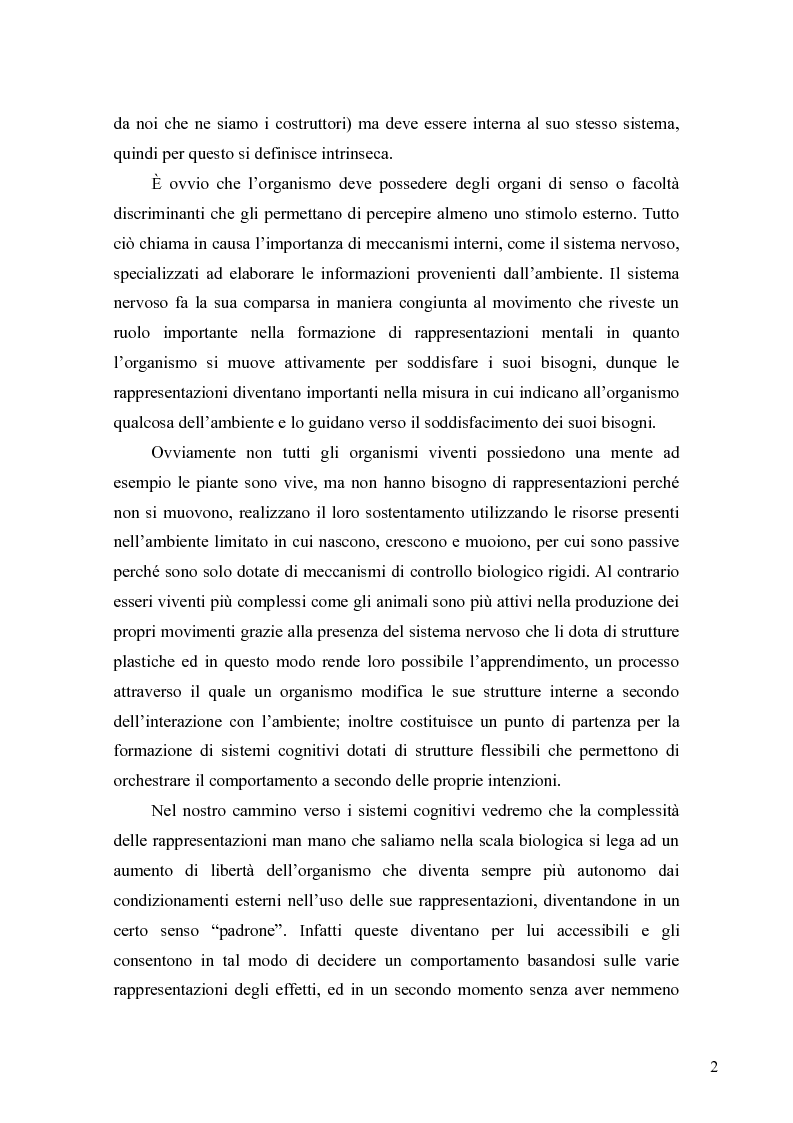 Anteprima della tesi: Le rappresentazioni mentali, una prospettiva biologica, Pagina 2