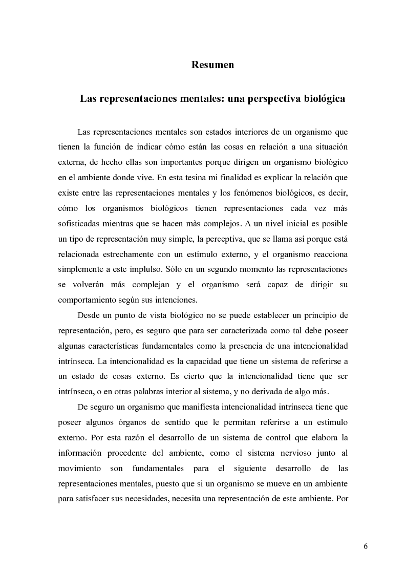 Anteprima della tesi: Le rappresentazioni mentali, una prospettiva biologica, Pagina 6