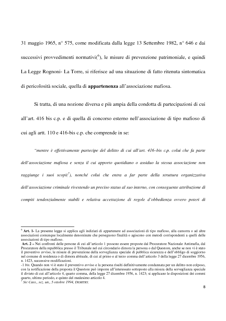 Anteprima della tesi: La confisca dei beni nei procedimenti per i reati di criminalità organizzata, Pagina 5