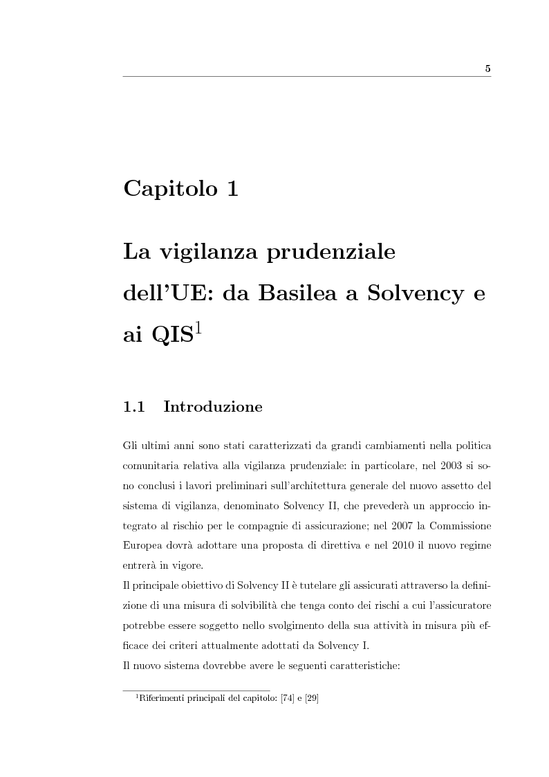 Anteprima della tesi: Verso Solvency II: gli studi di impatto quantitativo e la tematica del costo del capitale, Pagina 5