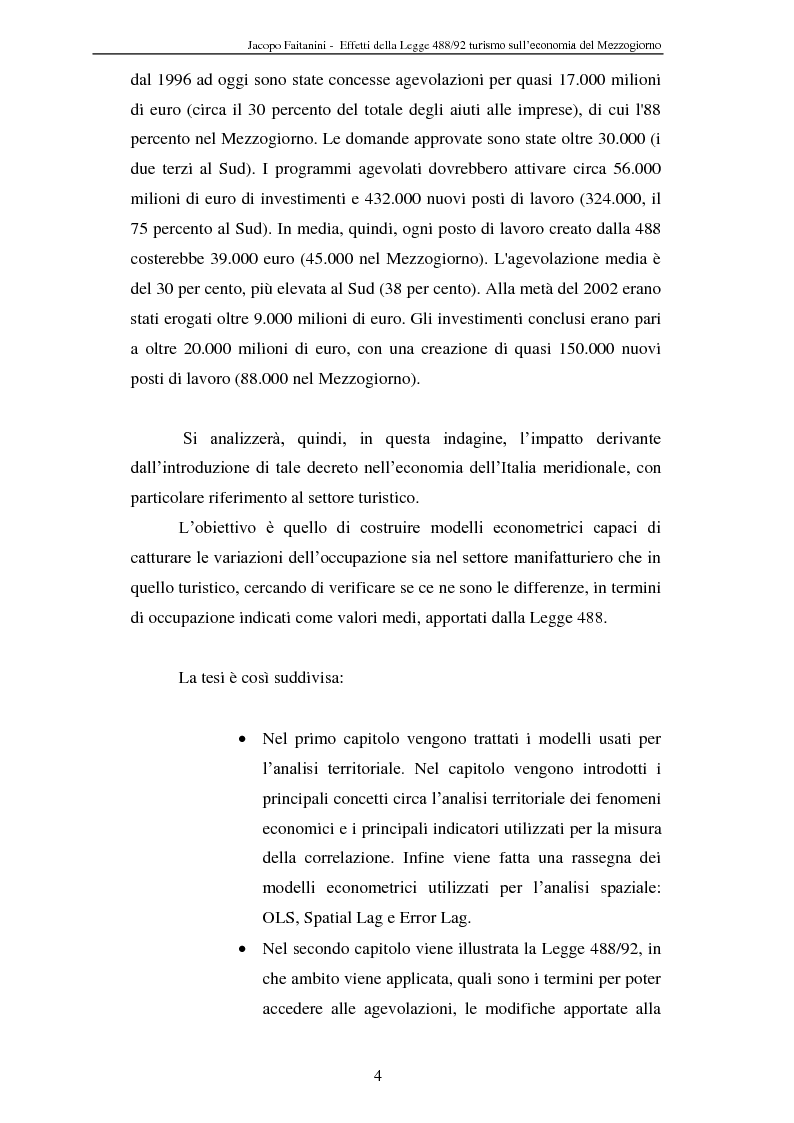 Anteprima della tesi: Effetti della legge 488/92 Turismo nel Mezzogiorno, Pagina 2