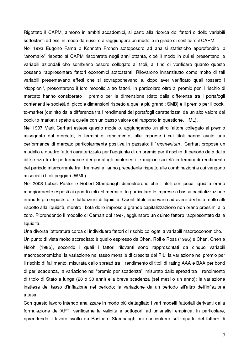 Anteprima della tesi: La liquidità nei modelli di asset pricing, Pagina 5