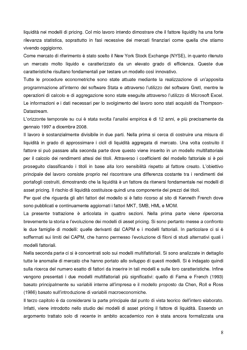 Anteprima della tesi: La liquidità nei modelli di asset pricing, Pagina 6