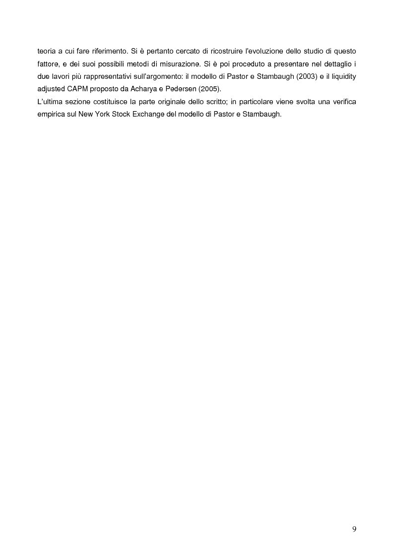 Anteprima della tesi: La liquidità nei modelli di asset pricing, Pagina 7