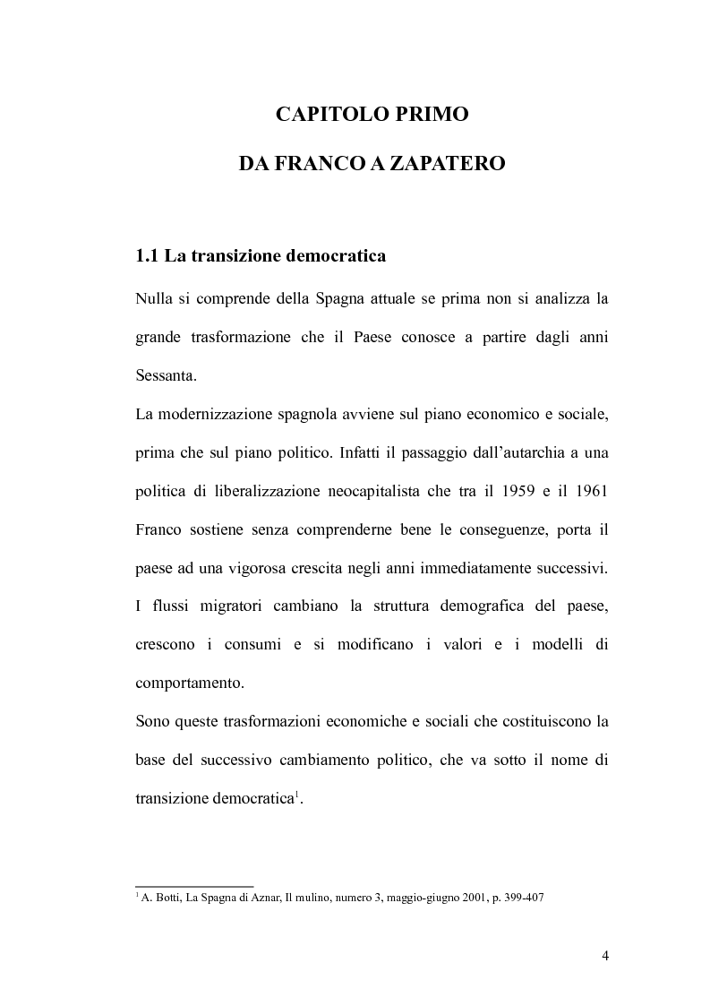 Anteprima della tesi: Dalla transizione democratica al governo Zapatero, Pagina 4