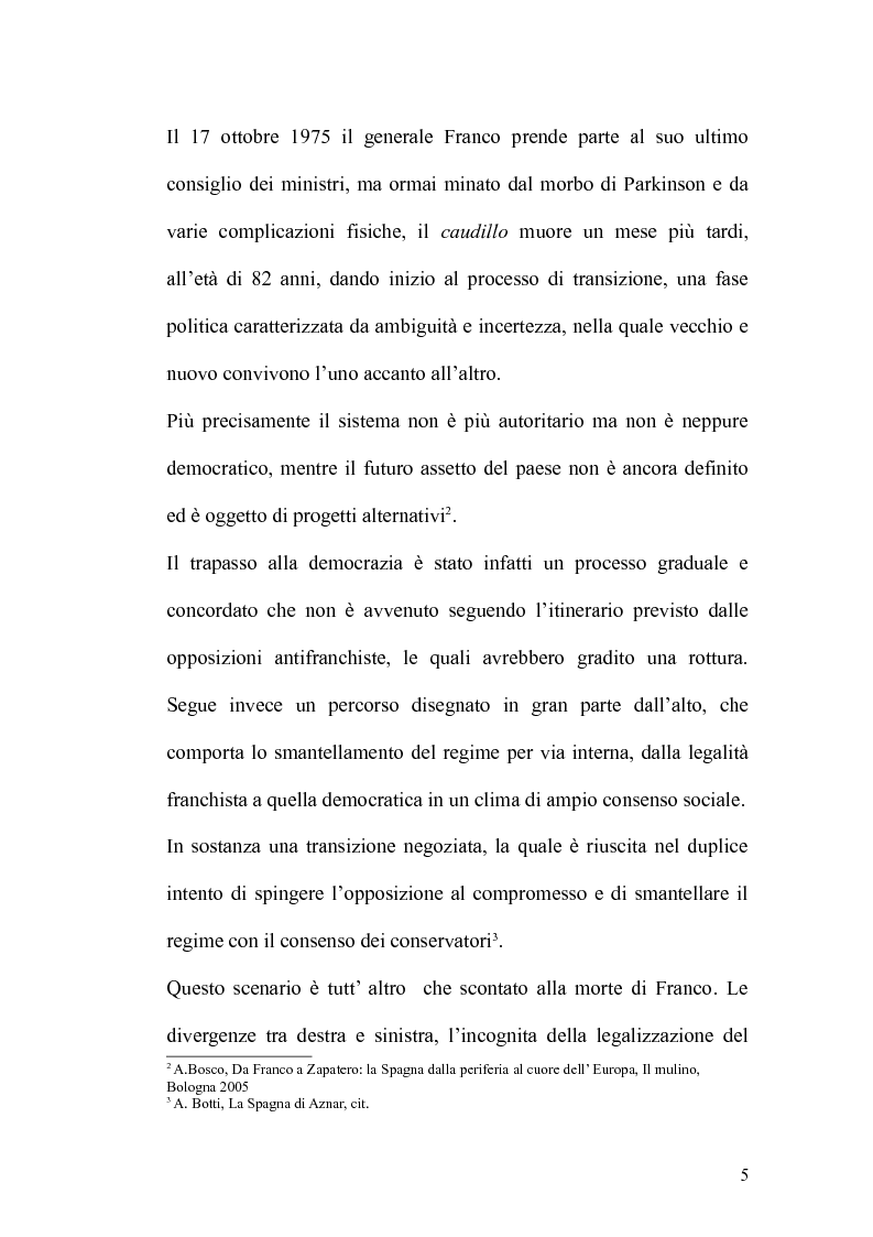 Anteprima della tesi: Dalla transizione democratica al governo Zapatero, Pagina 5