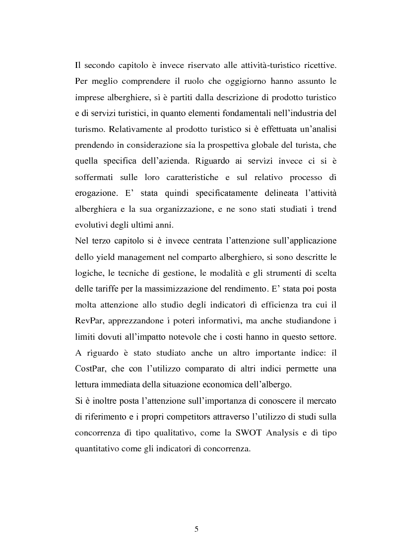 Anteprima della tesi: Lo Yield Management nel settore turistico ricettivo: il caso Hotel da Vinci, Pagina 2