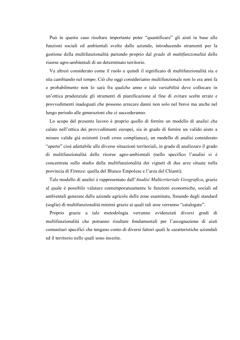 Anteprima della tesi: L'analisi multicriteriale geografica per lo studio della multifunzionalità: una applicazione al settore vitivinicolo, Pagina 4