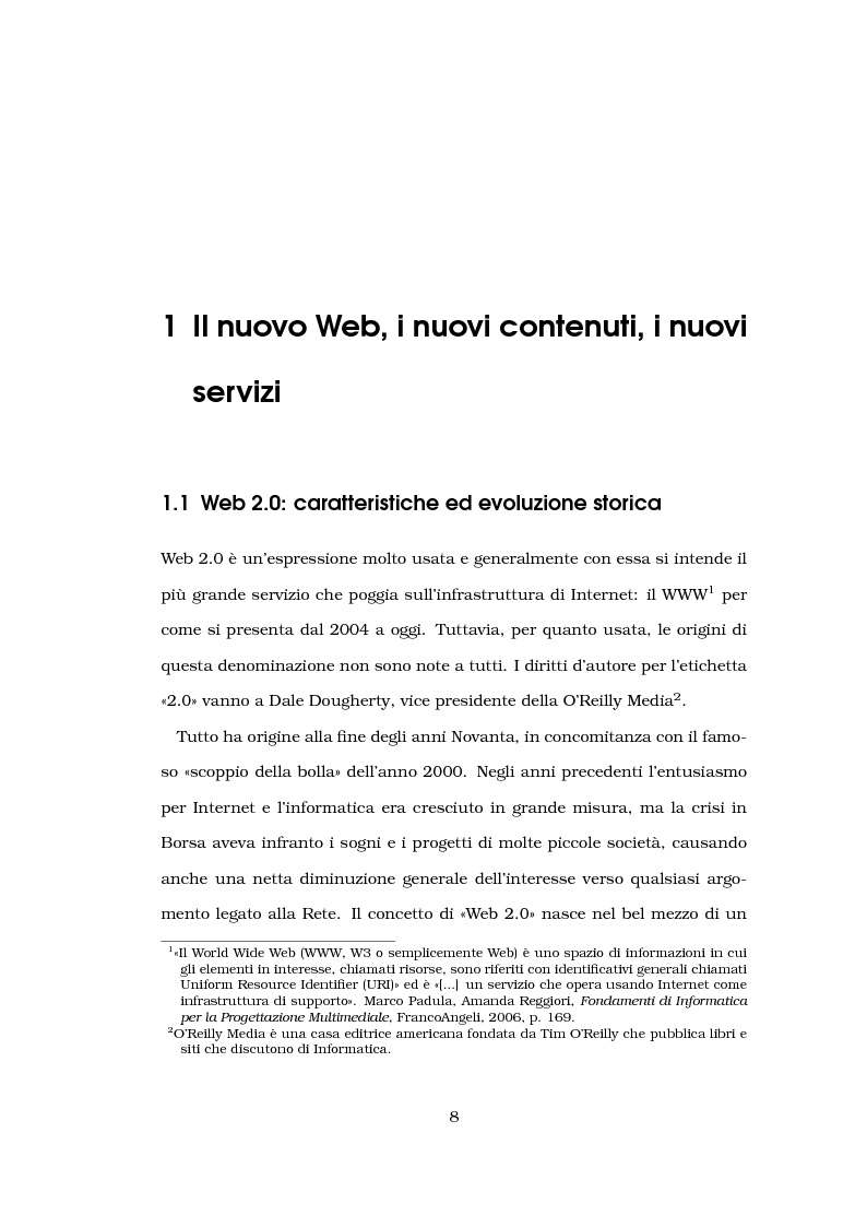 Anteprima della tesi: Problemi di affidabilità dei contenuti generati dagli utenti nel Web 2.0. Un'analisi del caso ''Wikipedia''., Pagina 3