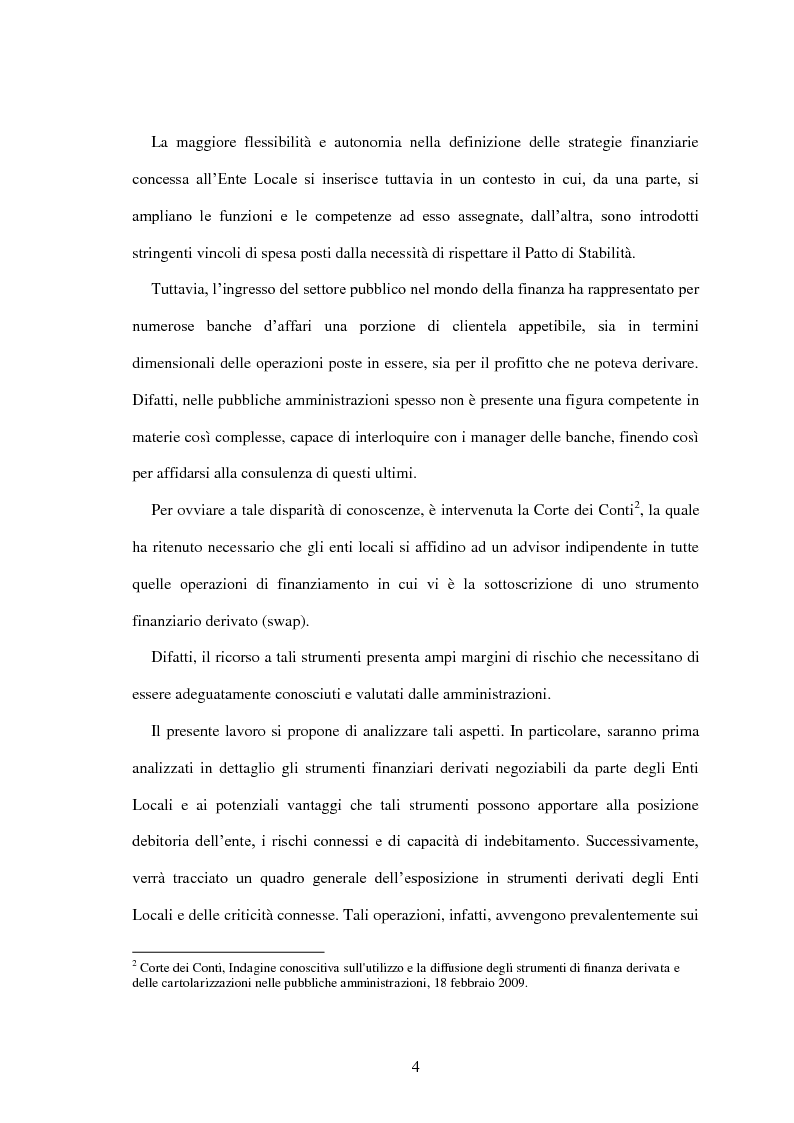 Anteprima della tesi: L'utilizzo dei derivati negli enti locali: opportunità e limiti, Pagina 2