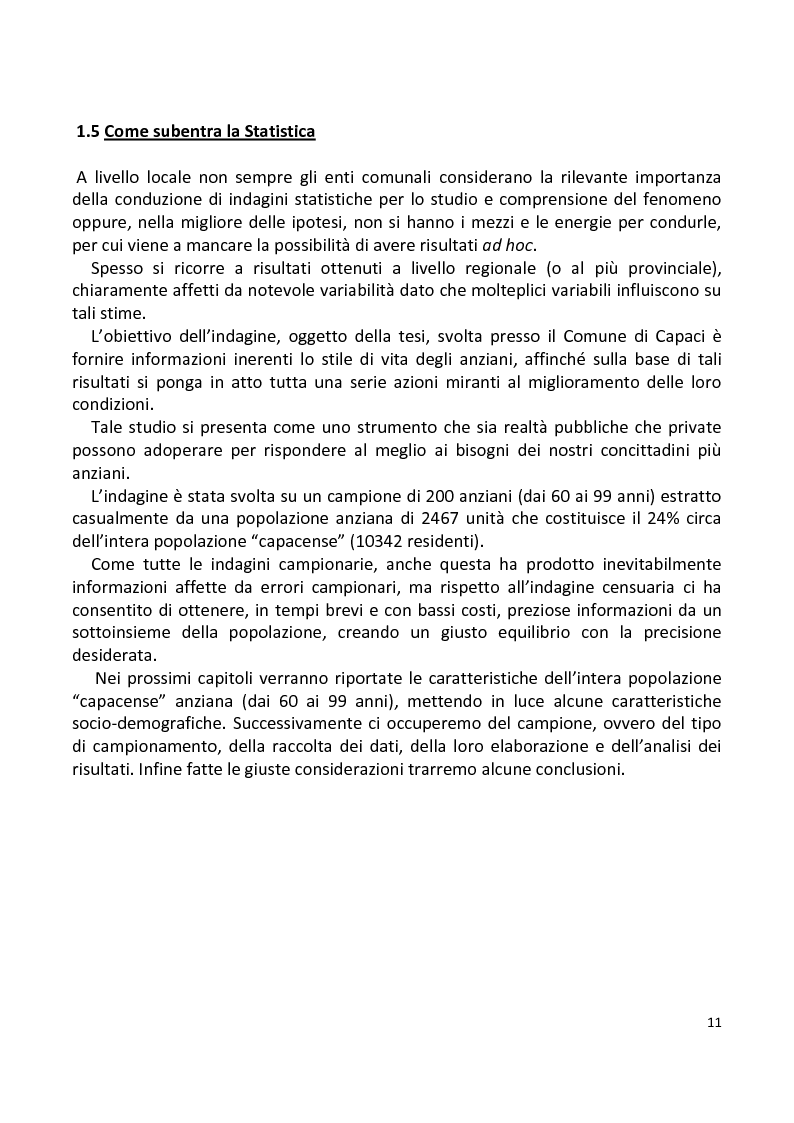 Anteprima della tesi: Stili di vita degli anziani di Capaci. I risultati di un'indagine campionaria., Pagina 8