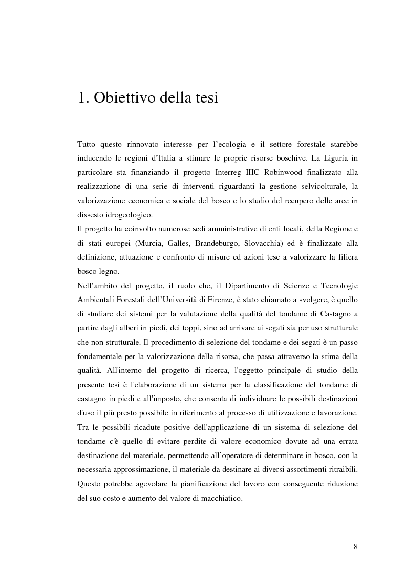 Anteprima della tesi: Qualità del legno di castagno: studio di regole per la selezione del tondame e prove di applicazione su soprassuoli liguri, Pagina 5