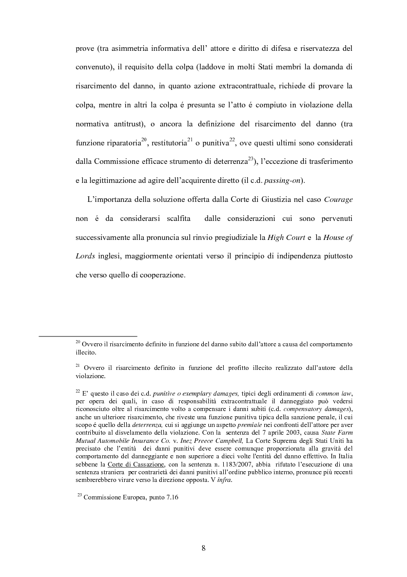 Estratto dalla tesi: La deroga alla giurisdizione nell'azione da risarcimento per danno da illecito antitrust derivante da cartelli tra società aventi sede in più Stati membri. Il caso Provimi-Aventis.