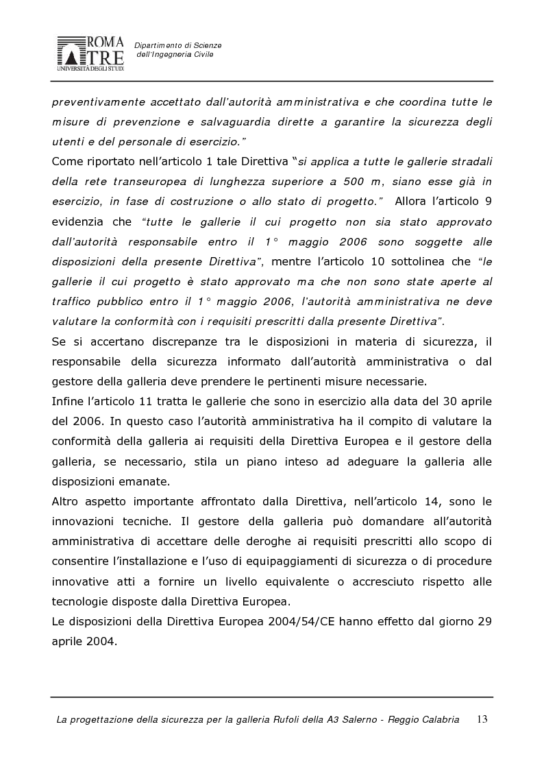 Anteprima della tesi: La progettazione della sicurezza per la galleria Rufoli dell'A3 Salerno-Reggio Calabria, Pagina 11