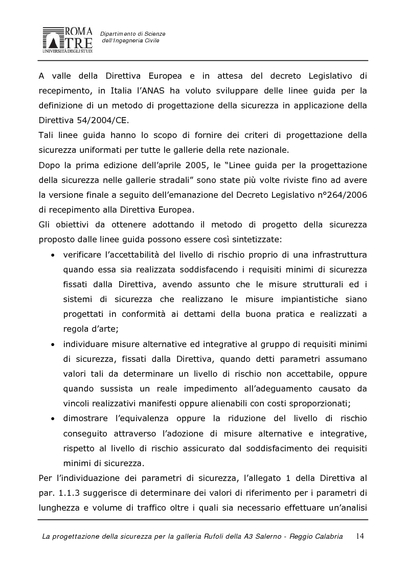 Anteprima della tesi: La progettazione della sicurezza per la galleria Rufoli dell'A3 Salerno-Reggio Calabria, Pagina 12