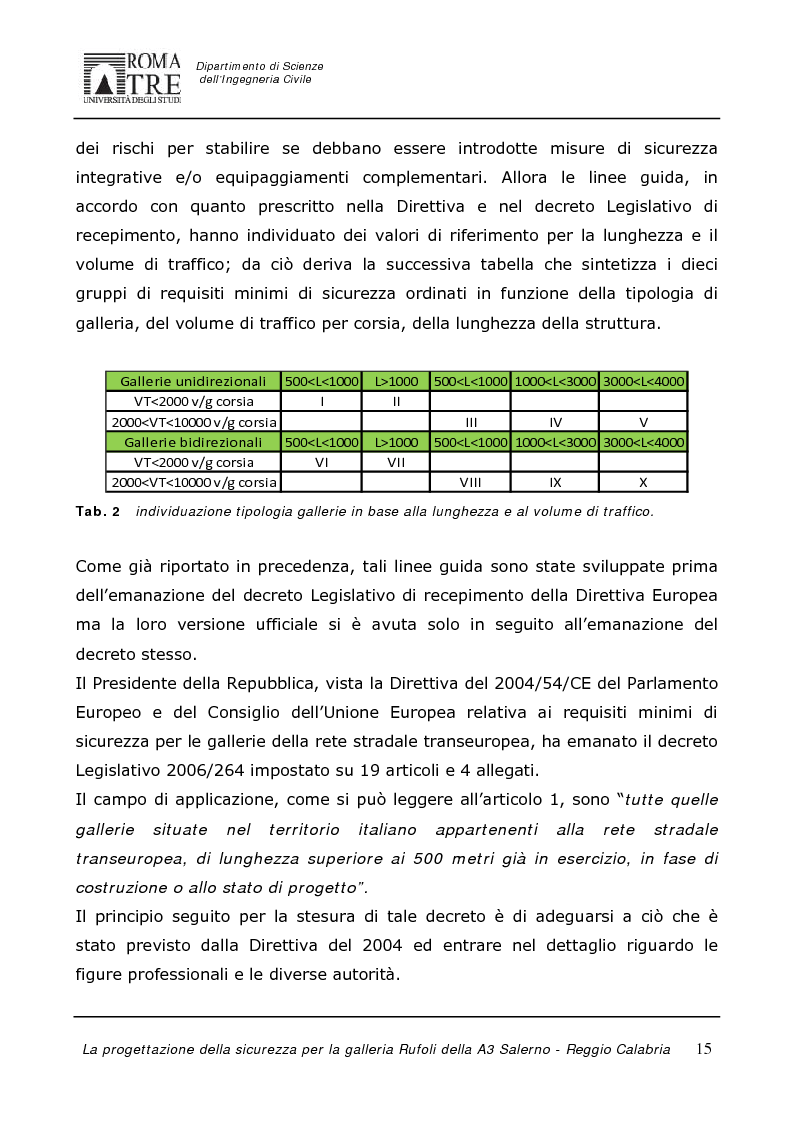 Anteprima della tesi: La progettazione della sicurezza per la galleria Rufoli dell'A3 Salerno-Reggio Calabria, Pagina 13