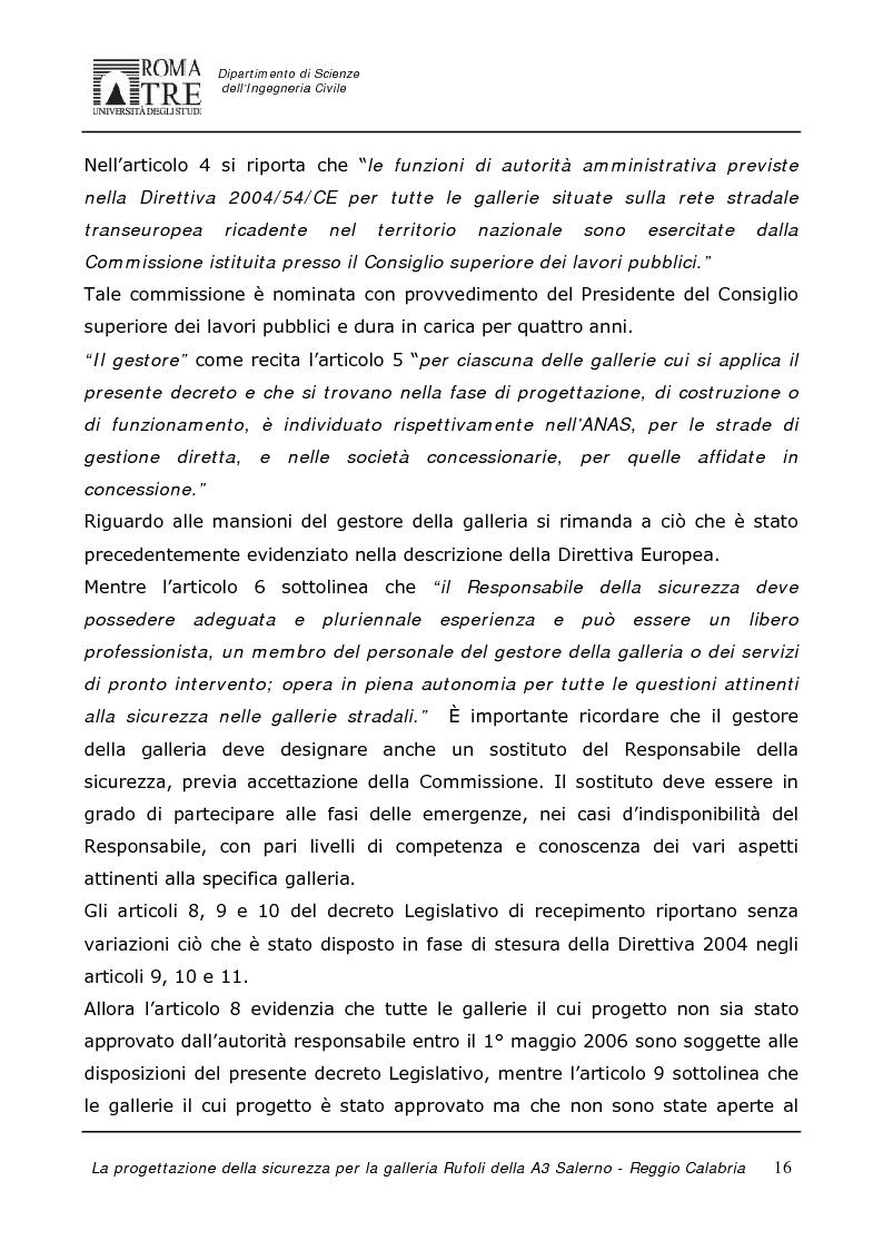 Anteprima della tesi: La progettazione della sicurezza per la galleria Rufoli dell'A3 Salerno-Reggio Calabria, Pagina 14
