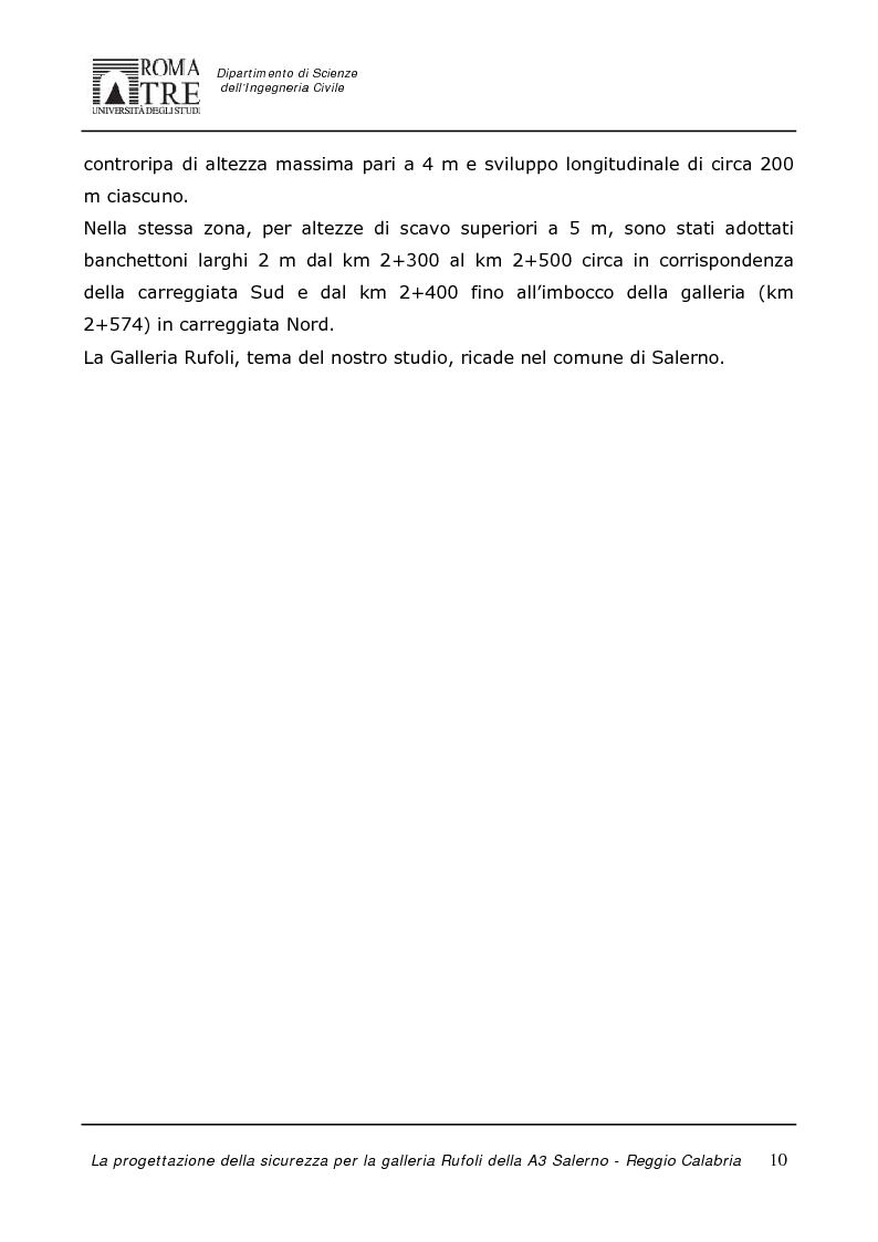 Anteprima della tesi: La progettazione della sicurezza per la galleria Rufoli dell'A3 Salerno-Reggio Calabria, Pagina 8