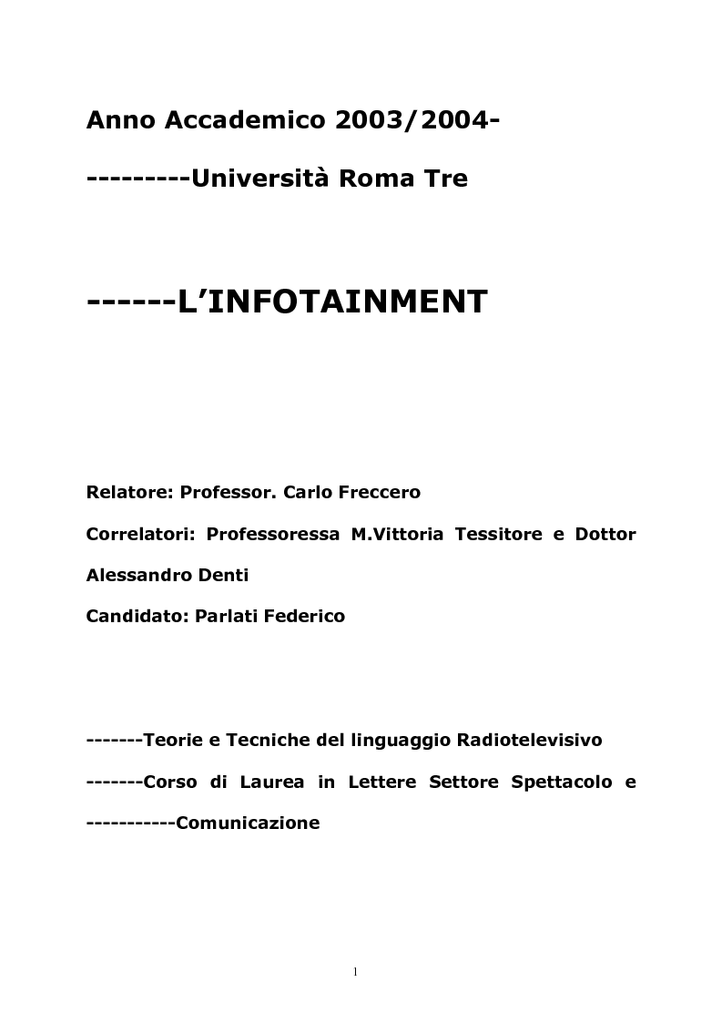 Anteprima della tesi: L'infotainment, Pagina 1