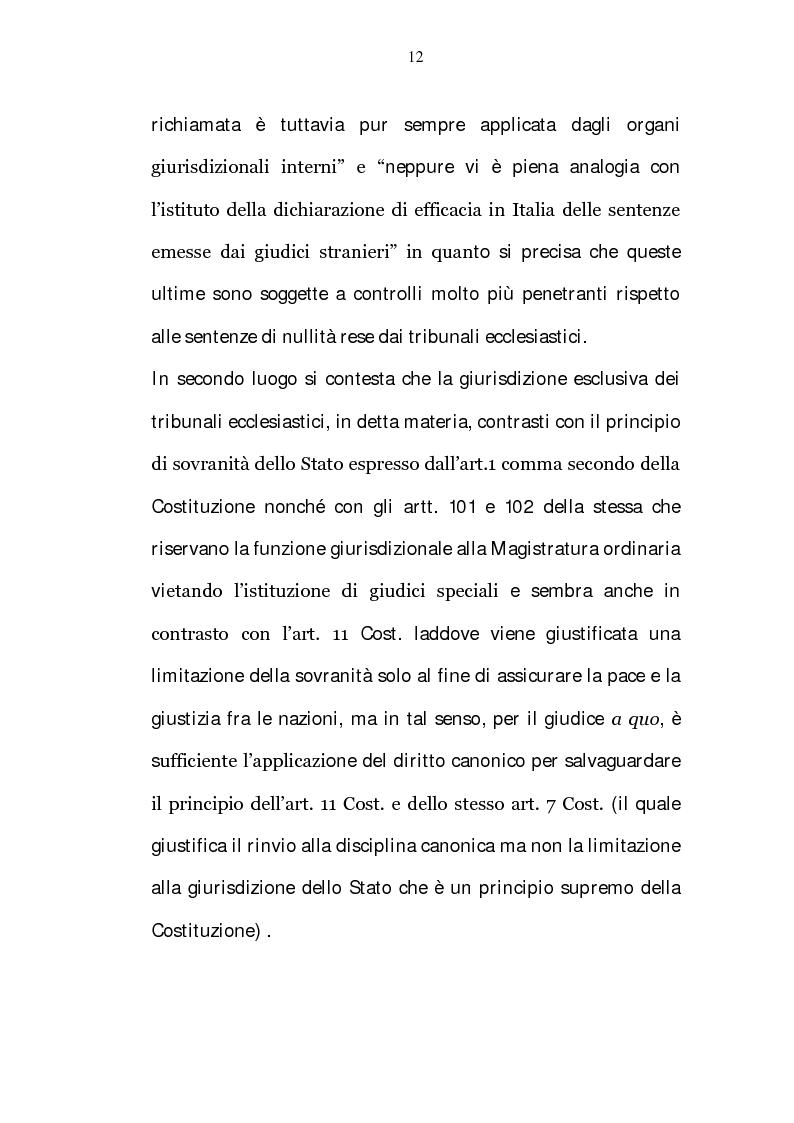 Anteprima della tesi: La riserva di giurisdizione ecclesiastica in materia matrimoniale, Pagina 12