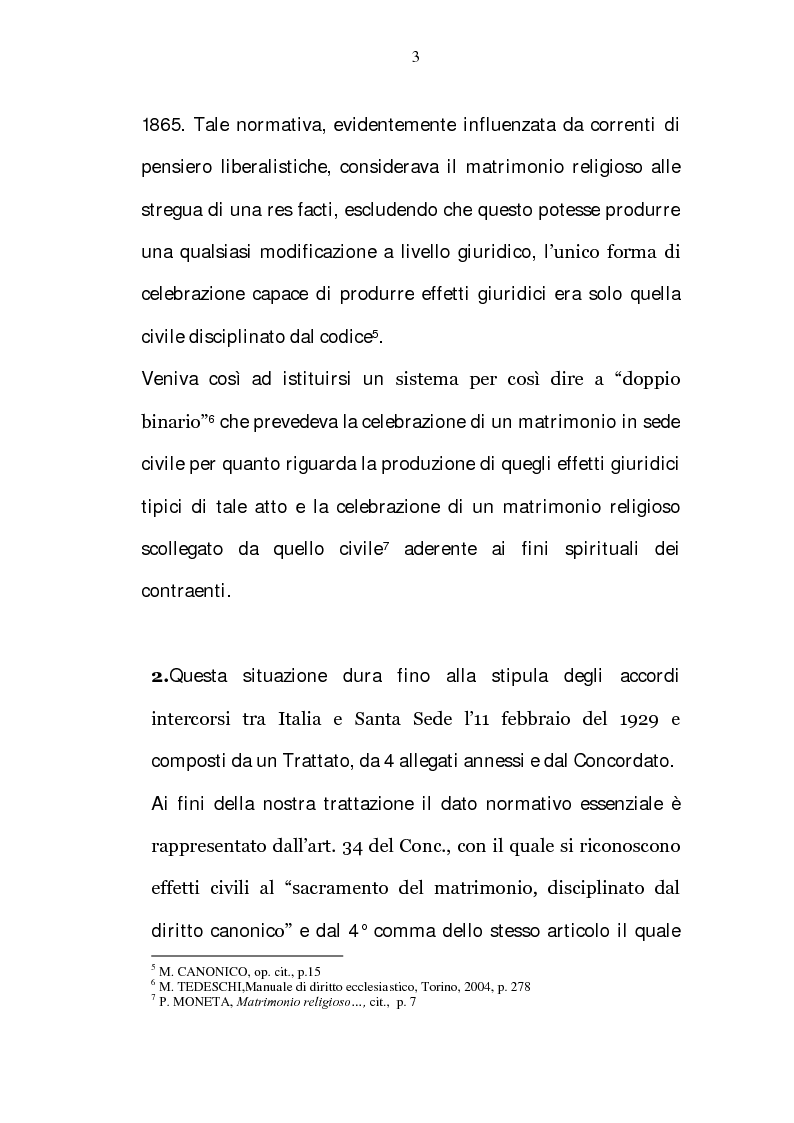 Anteprima della tesi: La riserva di giurisdizione ecclesiastica in materia matrimoniale, Pagina 3