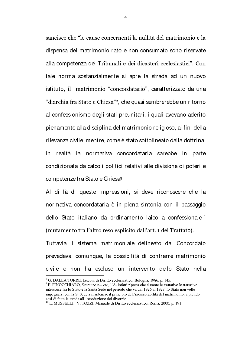 Anteprima della tesi: La riserva di giurisdizione ecclesiastica in materia matrimoniale, Pagina 4