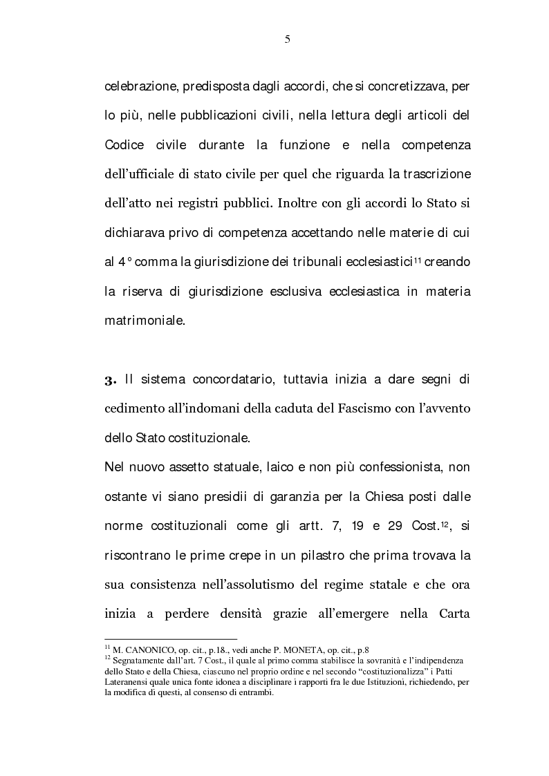 Anteprima della tesi: La riserva di giurisdizione ecclesiastica in materia matrimoniale, Pagina 5