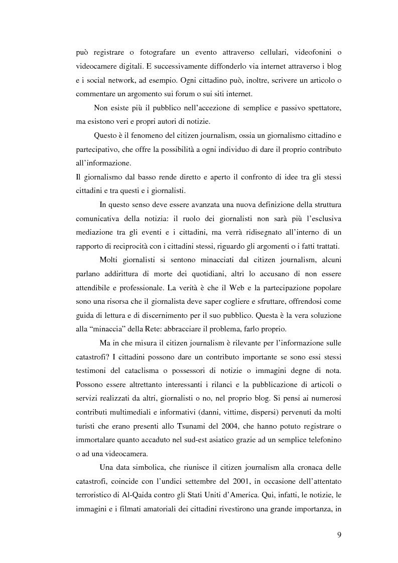 Anteprima della tesi: Terremoto sul Web. L'informazione sulle catastrofi ai tempi del citizen journalism., Pagina 2