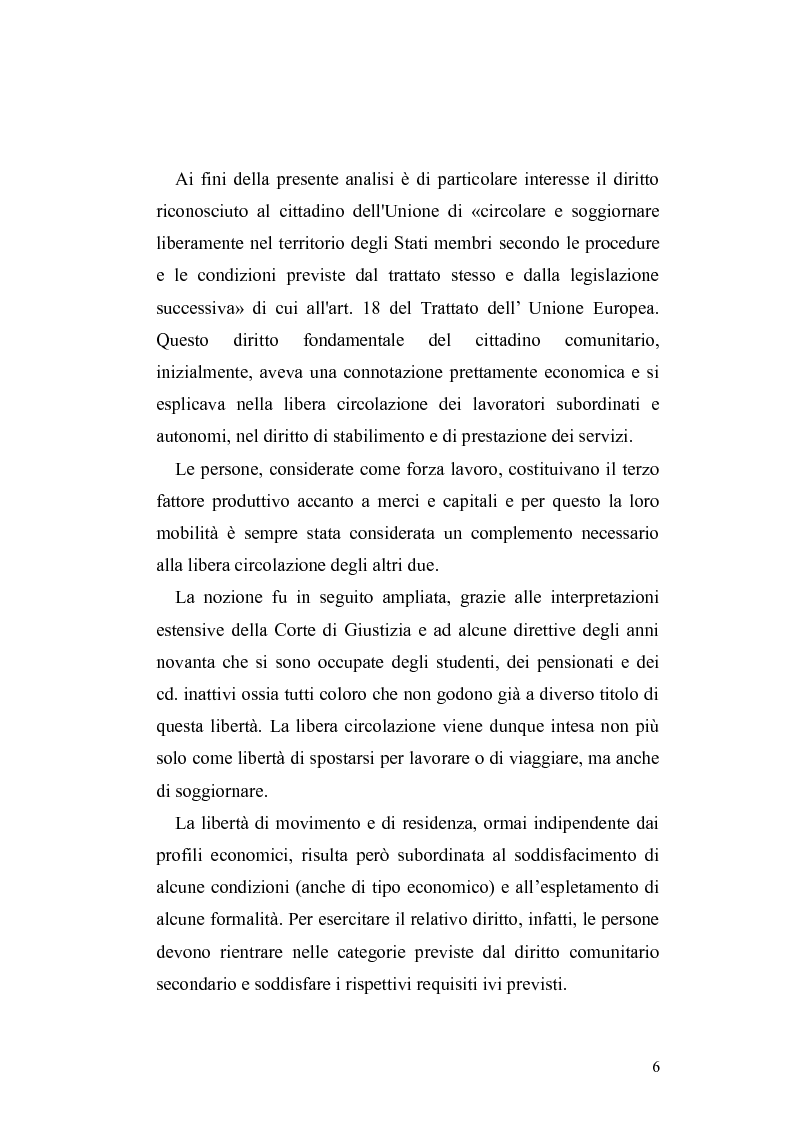 Anteprima della tesi: Il diritto di circolazione e soggiorno dei cittadini dell'Unione Europea, Pagina 2